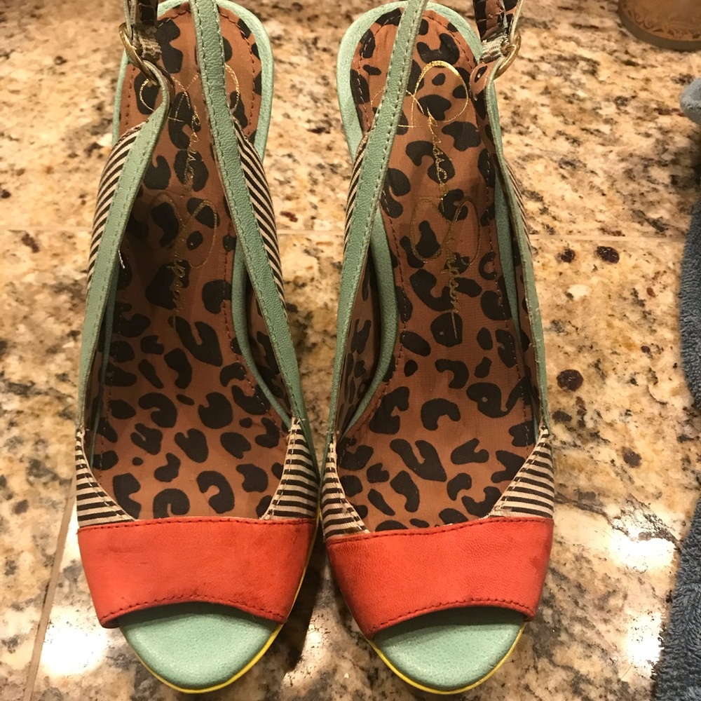 Jessica Simpson Strappy Bright Peep Toe Heels